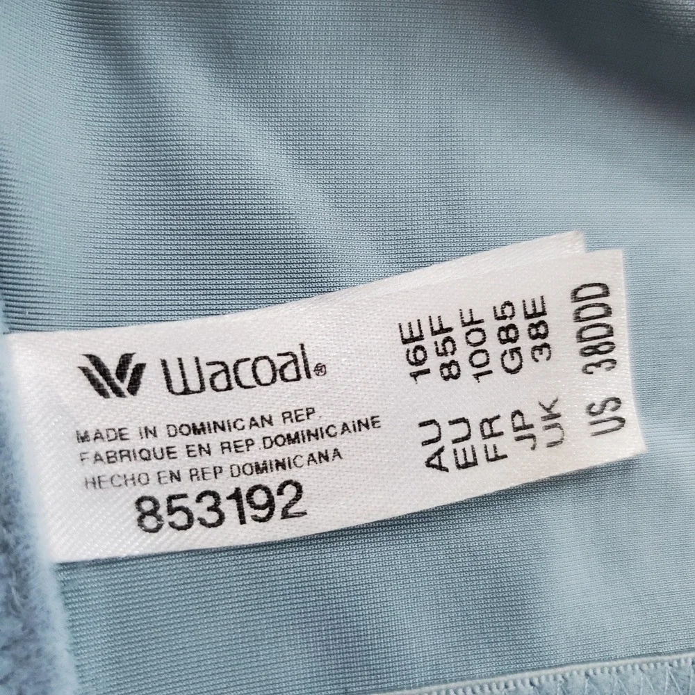Wacoal Women Bra 38DDD Blue T Shirt Underwired Strap Adjustable